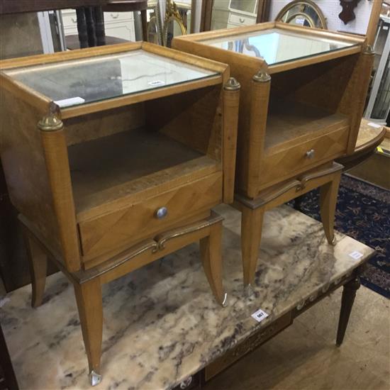 Pair deco bedside cabinets with mirrored tops